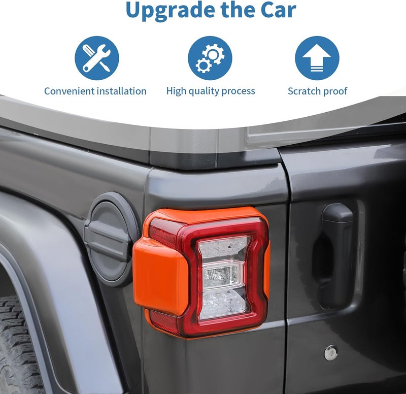 PDKLIN for Jeep JL Tail Light Cover Trim Panel for Jeep Wrangler JL JLU 2018-Present Orange Exterior Accessories 6pcs - Image 5